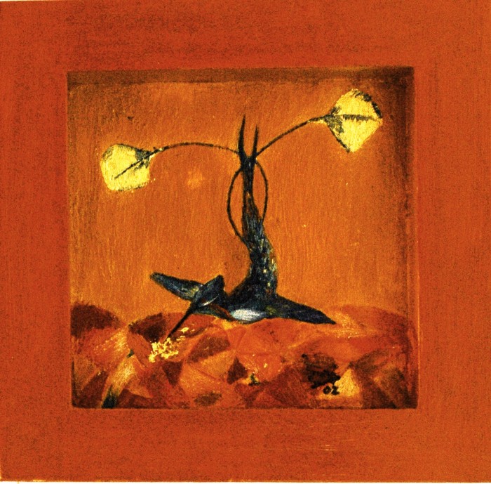 "Picaflor"
Eitempera und Blattgold auf Holz 
20 x 20